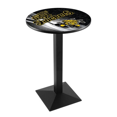 Holland Bar Stool Co 42" Blk Wrinkle Wichita State Pub Table, 36" dia. Top L217B4236WichSt-D2
